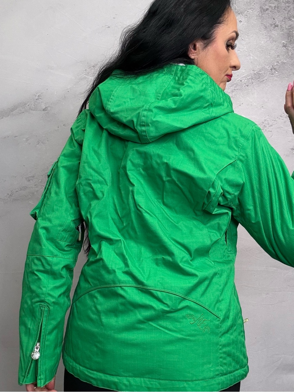 Obermeyer Vivid Green Hooded Utility Jacket - Picture 4 of 6
